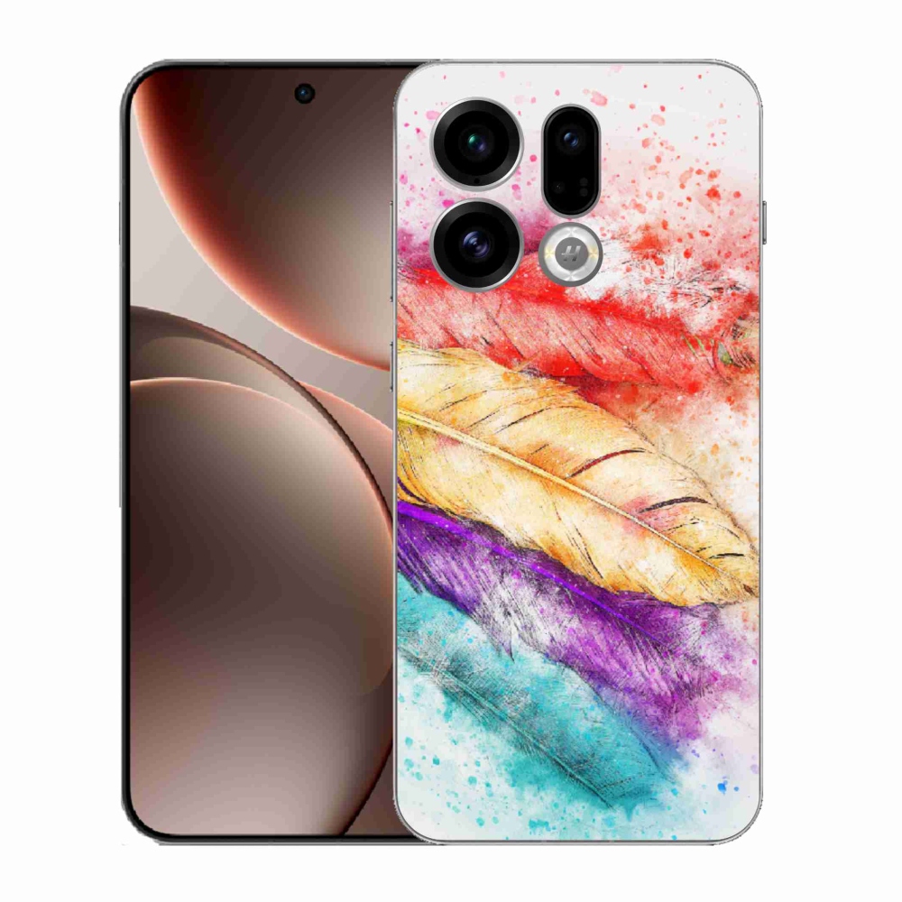 Gelový kryt mmCase na Oppo Find X9 - barevné peří