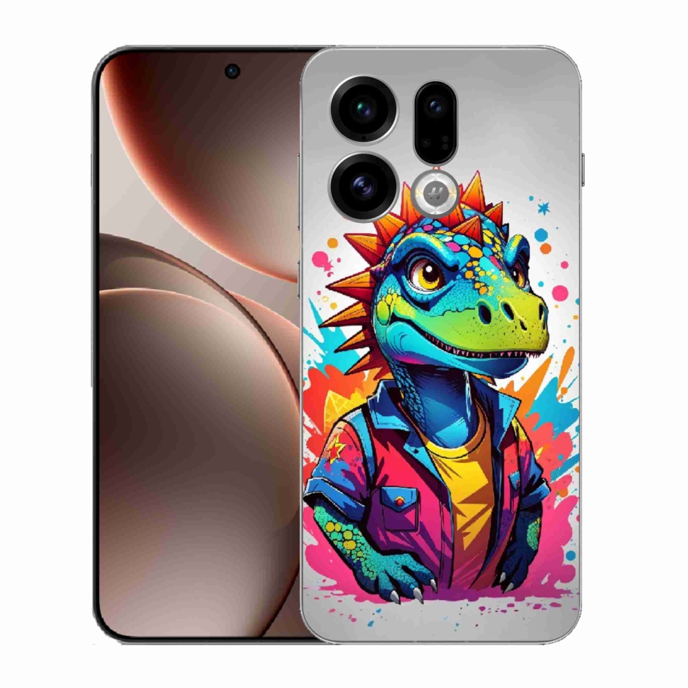 Gelový kryt mmCase na Oppo Find X9 - barevný dinosaurus