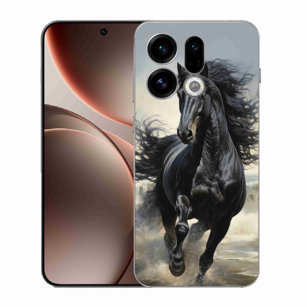 Gelový kryt mmCase na Oppo Find X9 - běžící černý kůň