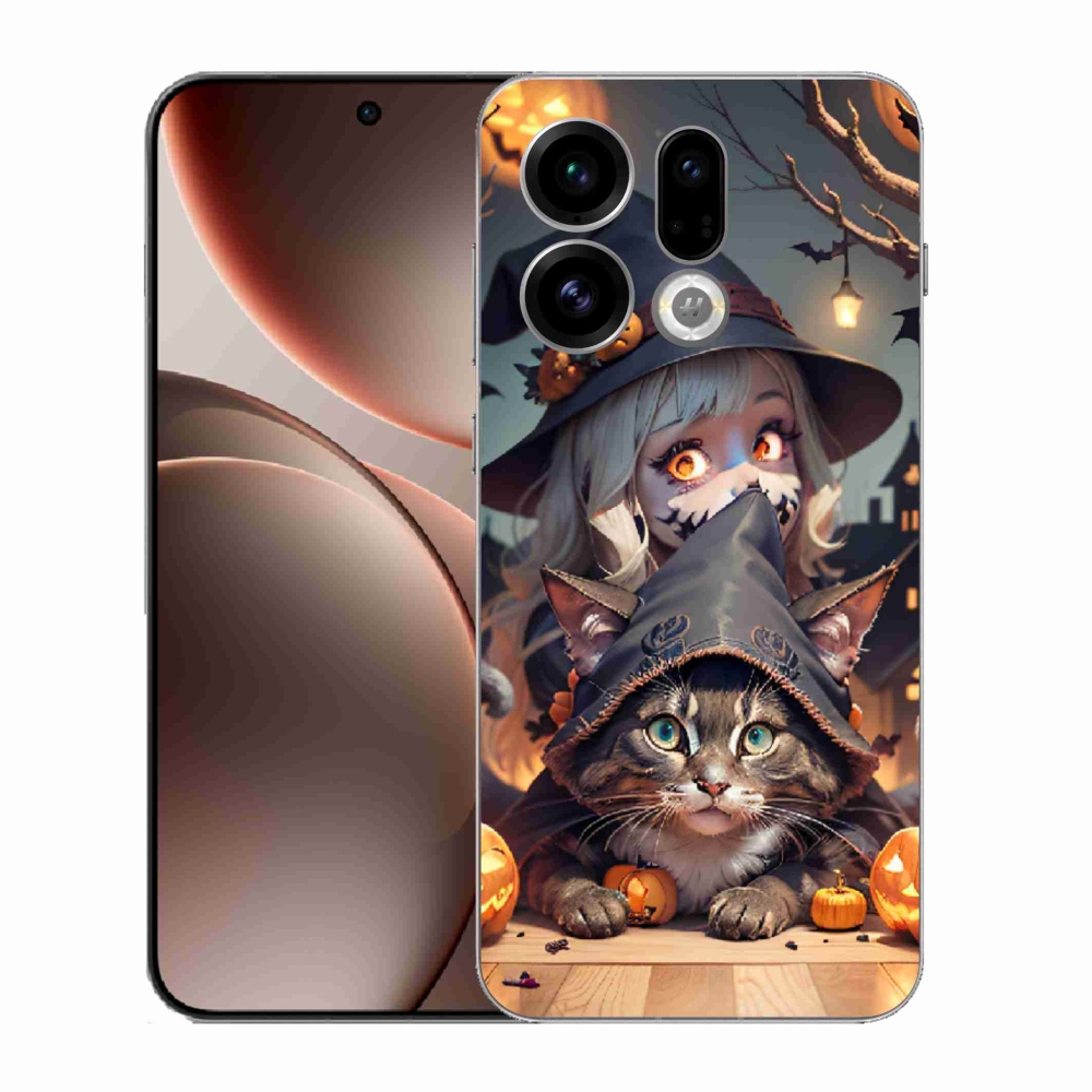 Gelový kryt mmCase na Oppo Find X9 - čarodějnice s kočkou