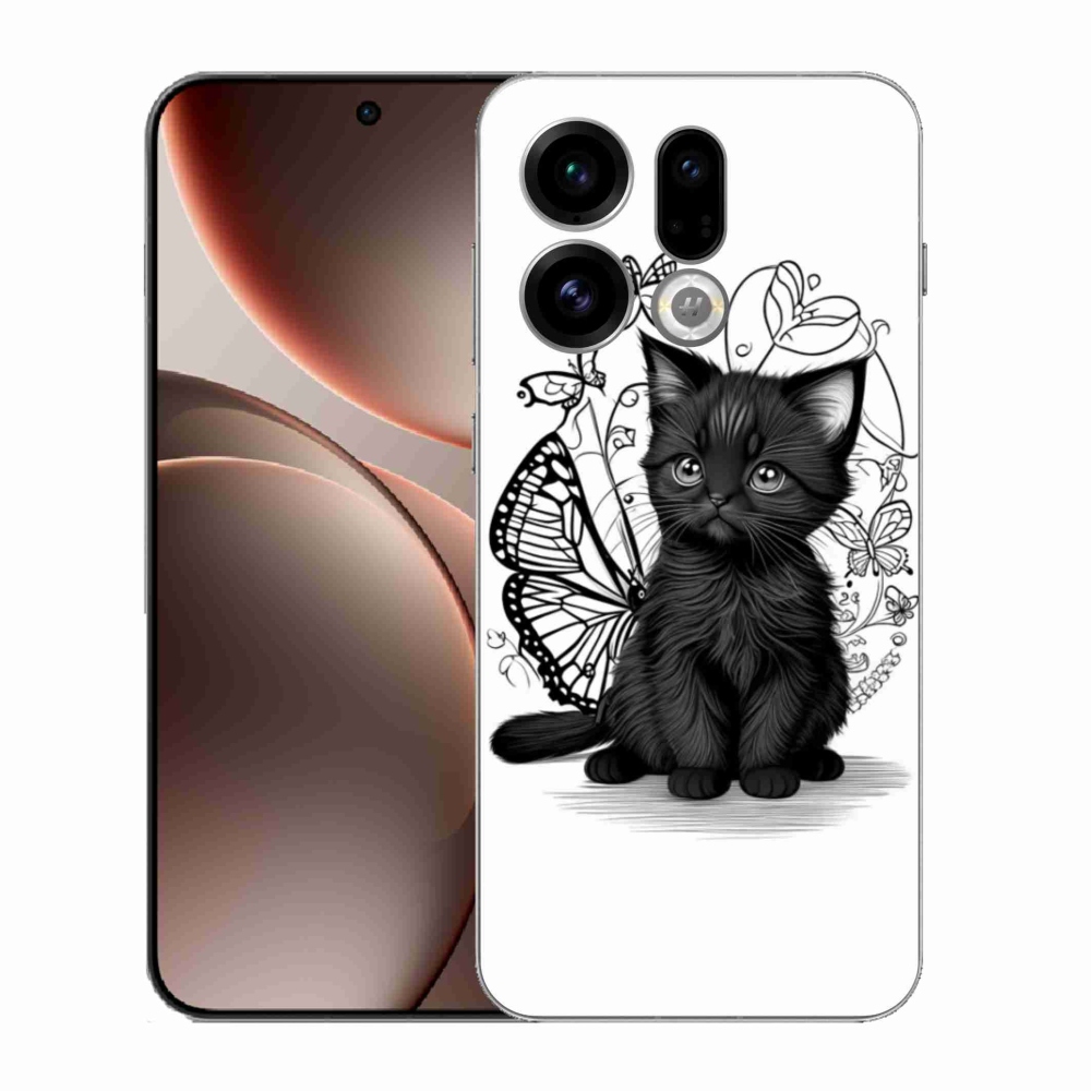 Gelový kryt mmCase na Oppo Find X9 - černé kotě