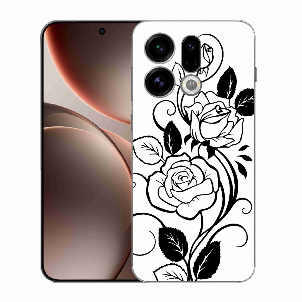 Gelový kryt mmCase na Oppo Find X9 - černobílá růže