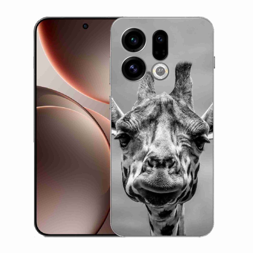 Gelový kryt mmCase na Oppo Find X9 - černobílá žirafa