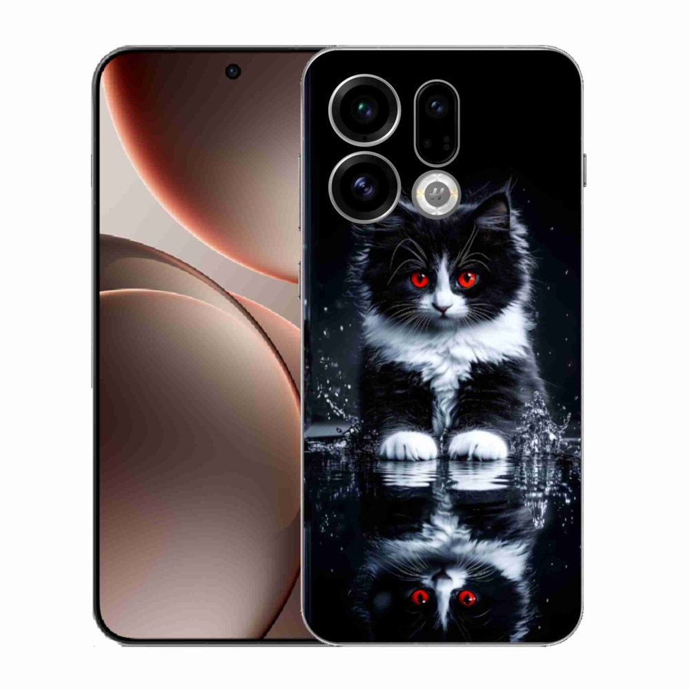 Gelový kryt mmCase na Oppo Find X9 - černobílé kotě