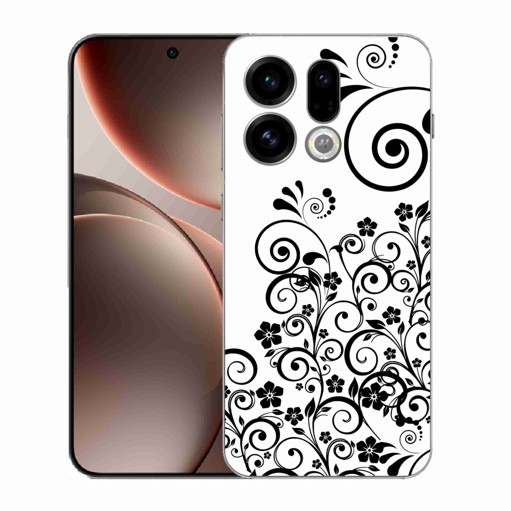 Gelový kryt mmCase na Oppo Find X9 - černobílé květinové vzory