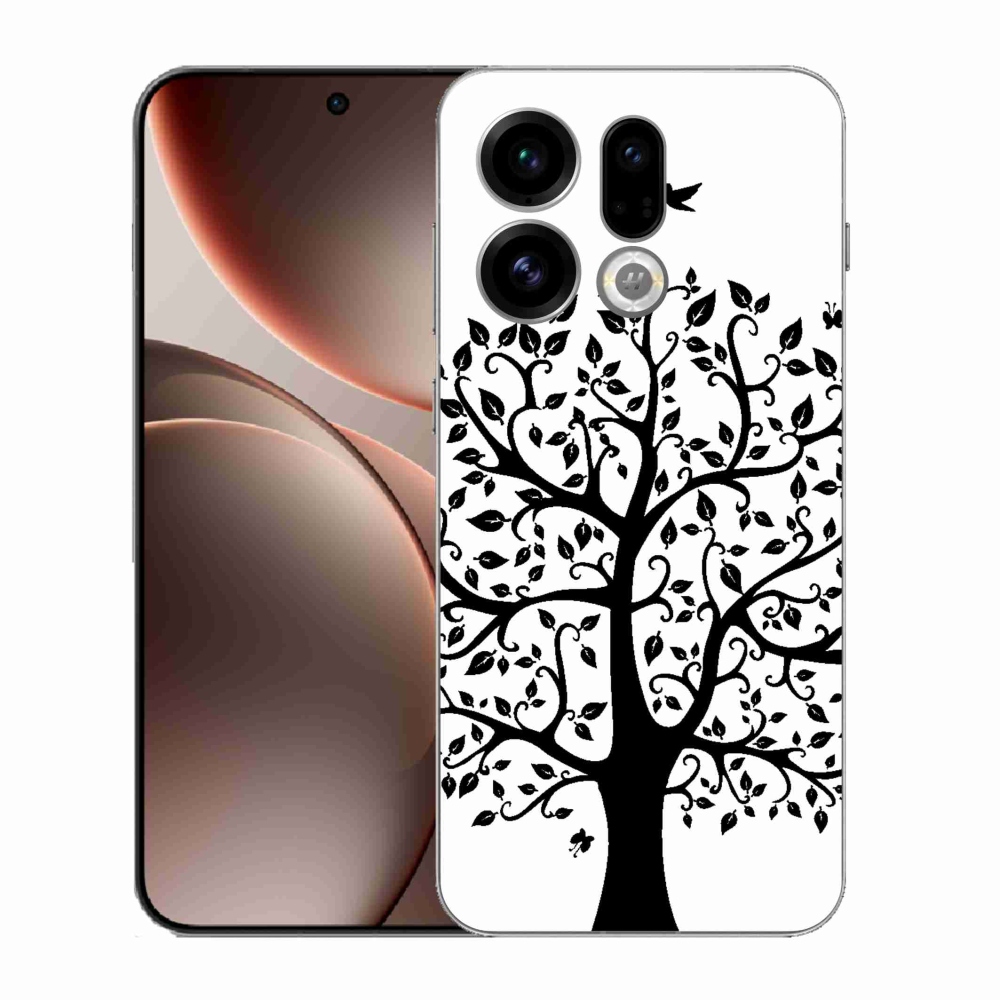 Gelový kryt mmCase na Oppo Find X9 - černobílý strom