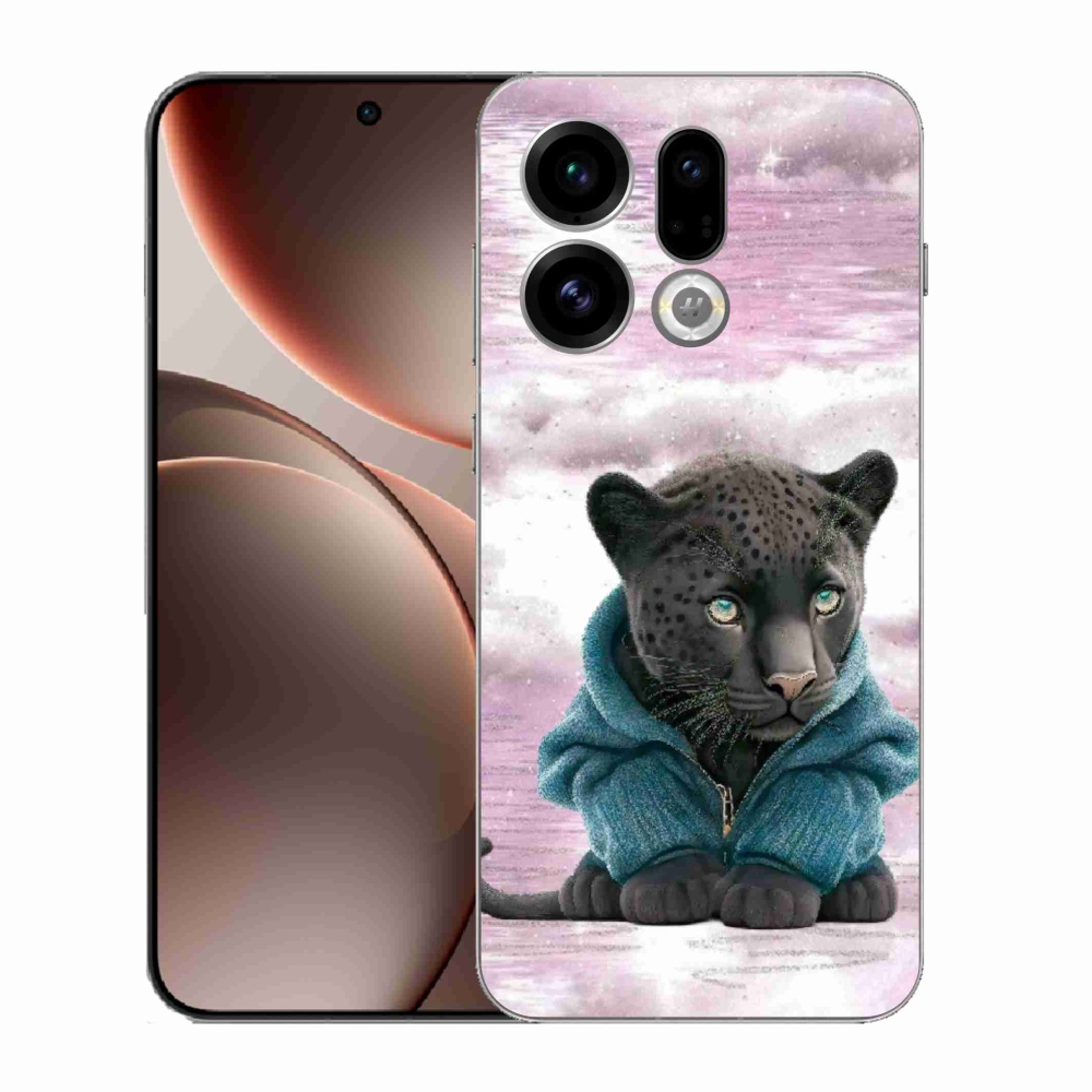 Gelový kryt mmCase na Oppo Find X9 - černý panter ve svetru