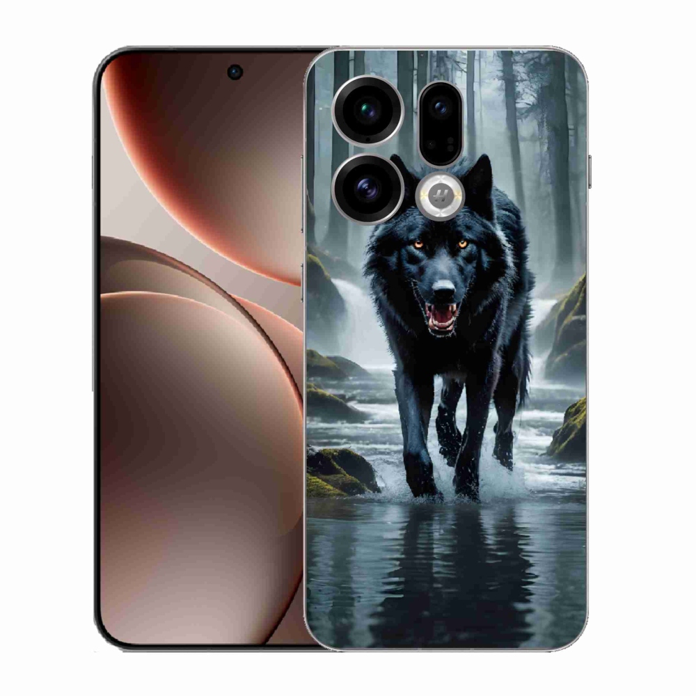 Gelový kryt mmCase na Oppo Find X9 - černý vlk