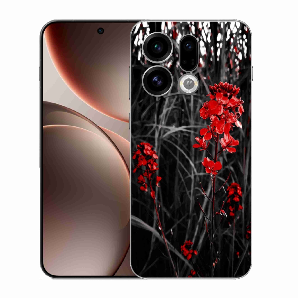 Gelový kryt mmCase na Oppo Find X9 - červená rostlina