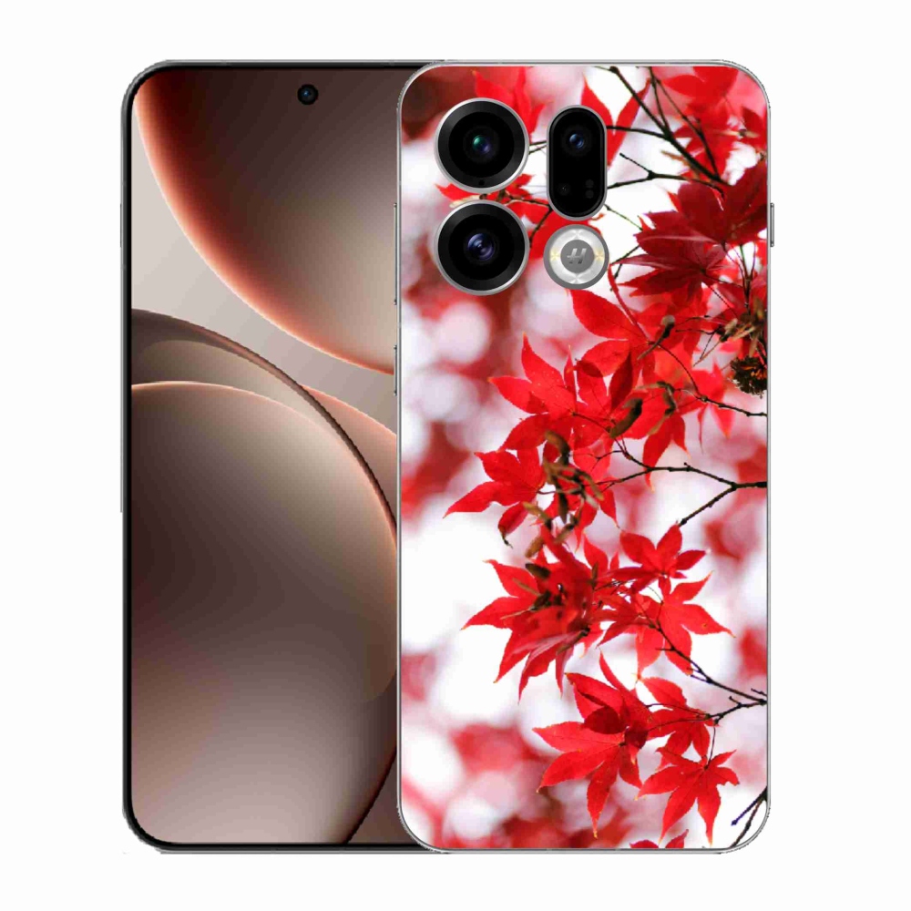 Gelový kryt mmCase na Oppo Find X9 - červené listy