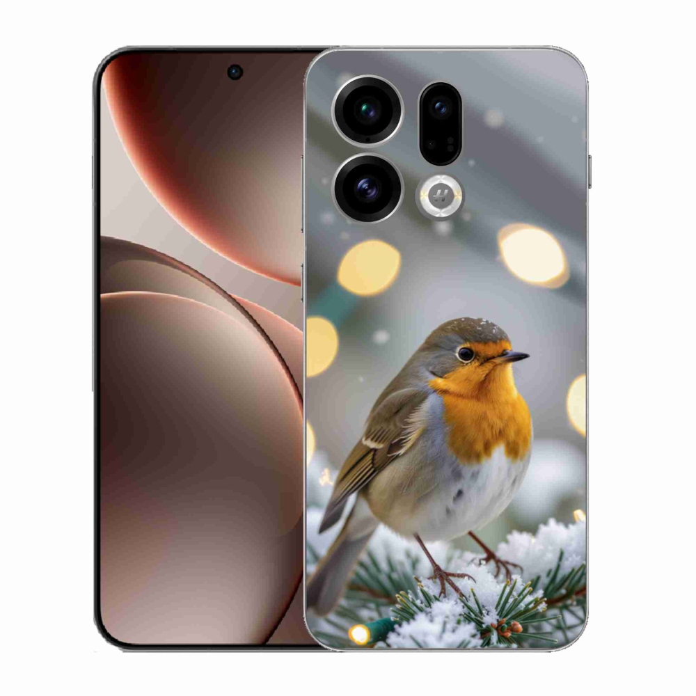 Gelový kryt mmCase na Oppo Find X9 - červenka v zimě