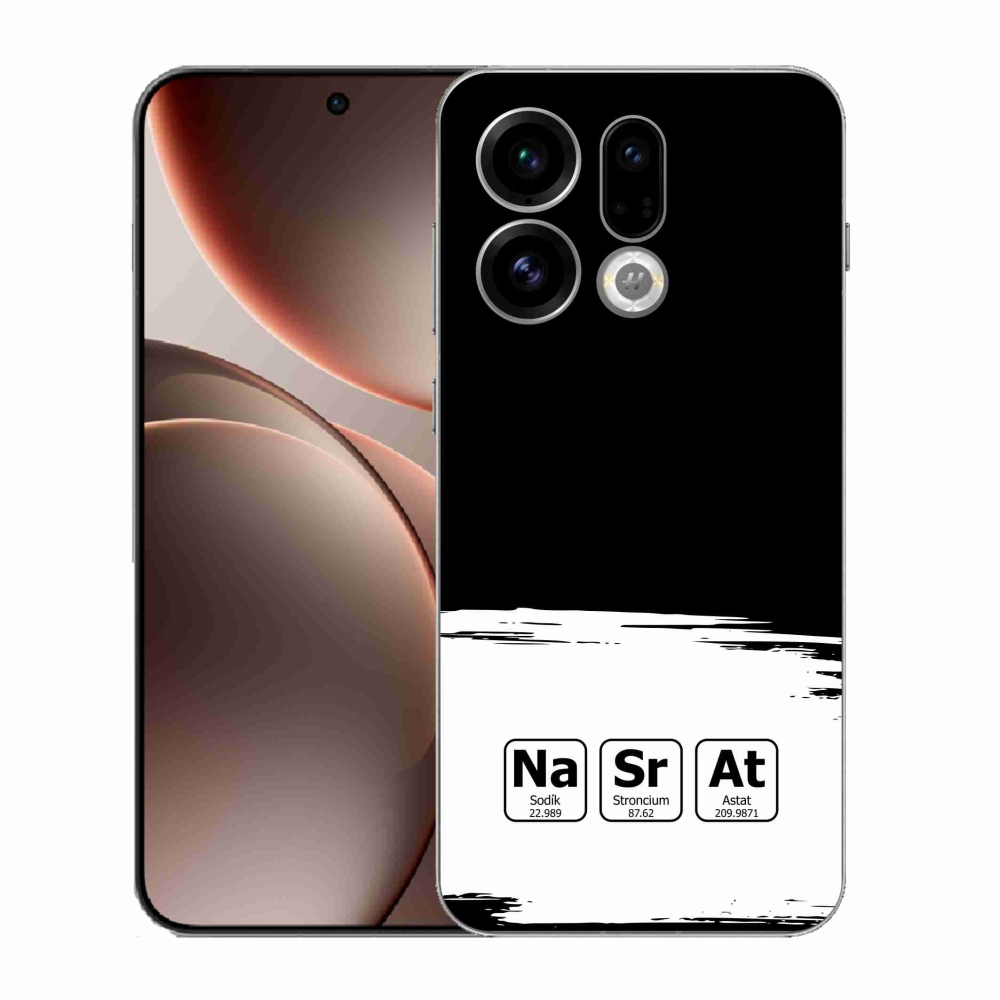 Gelový kryt mmCase na Oppo Find X9 - chemické prvky bíločerné pozadí
