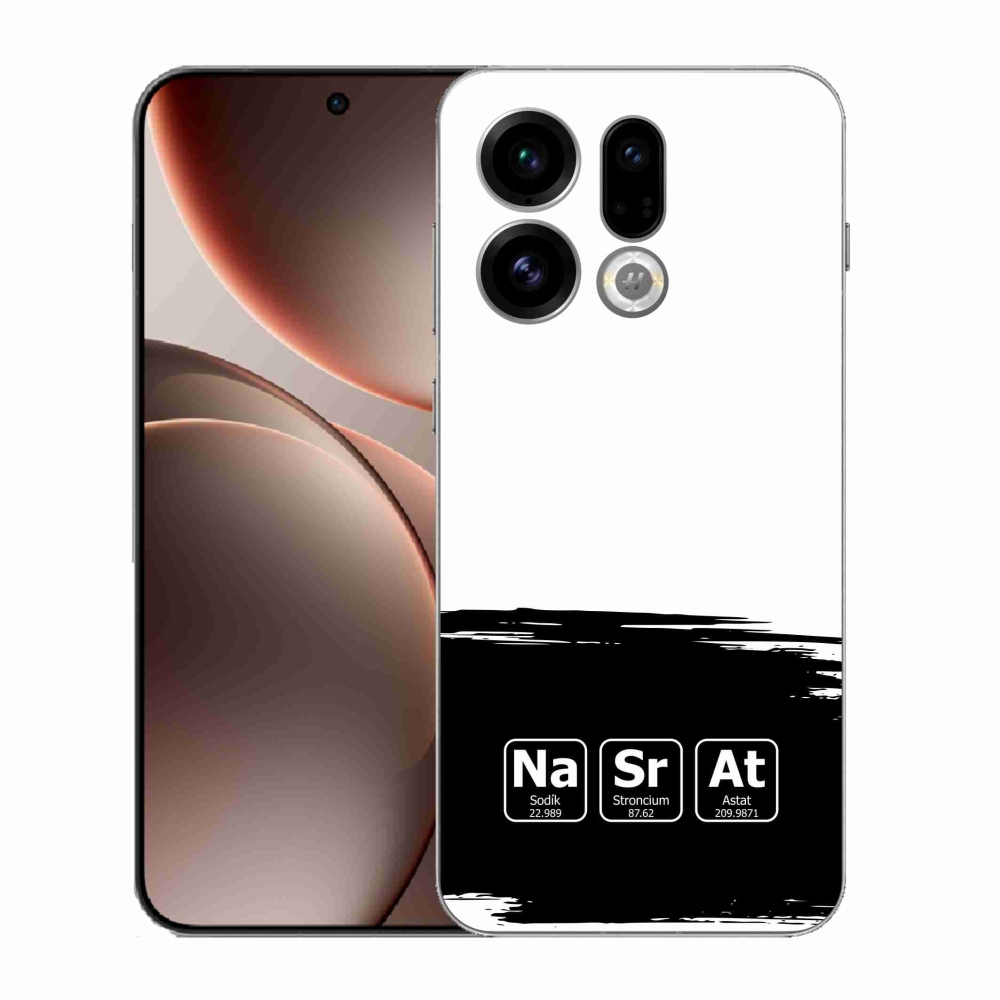 Gelový kryt mmCase na Oppo Find X9 - chemické prvky černobílé pozadí