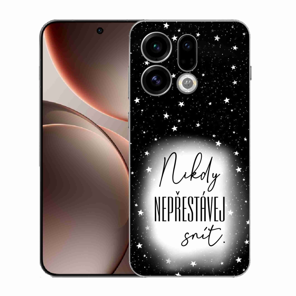 Gelový kryt mmCase na Oppo Find X9 - citát 1 bíločerné pozadí