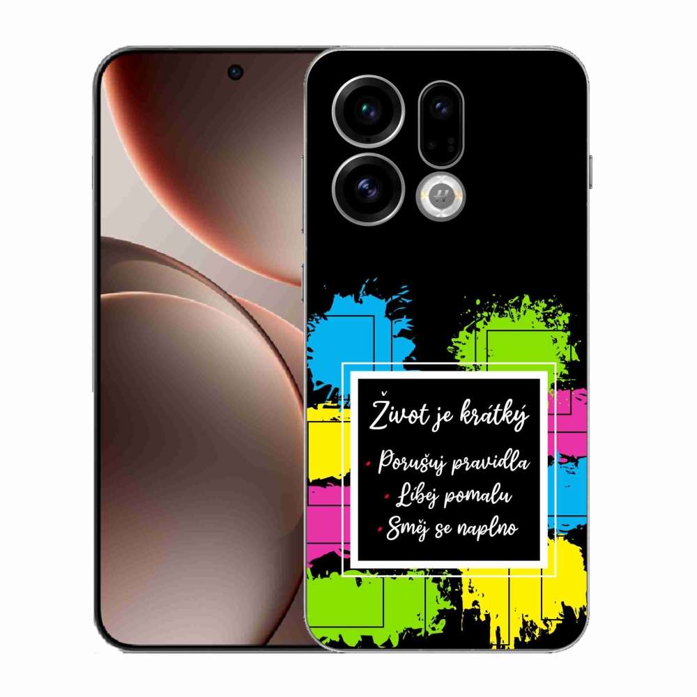 Gelový kryt mmCase na Oppo Find X9 - citát 5 černé pozadí