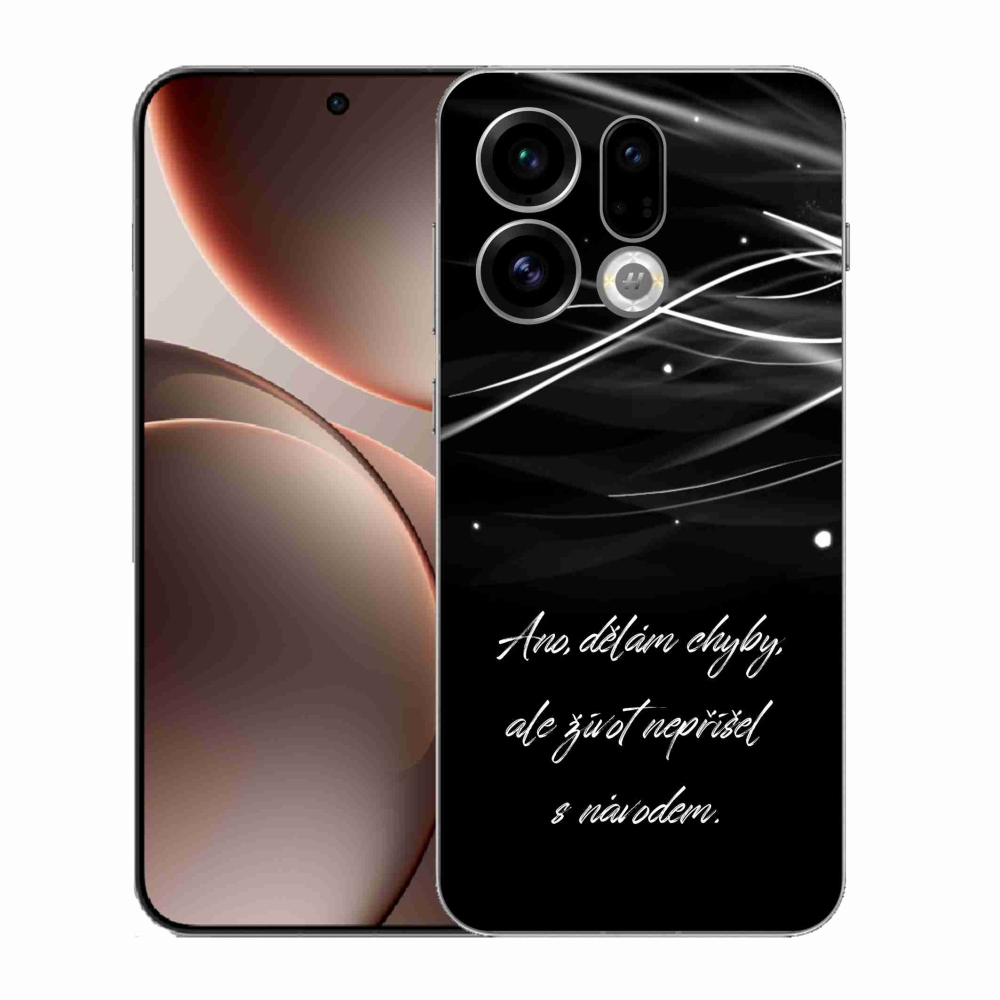 Gelový kryt mmCase na Oppo Find X9 - citát černé pozadí