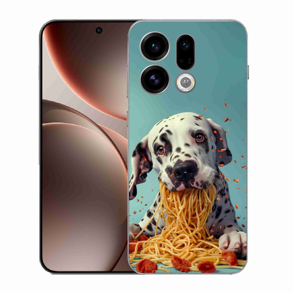 Gelový kryt mmCase na Oppo Find X9 - dalmatin a špagety