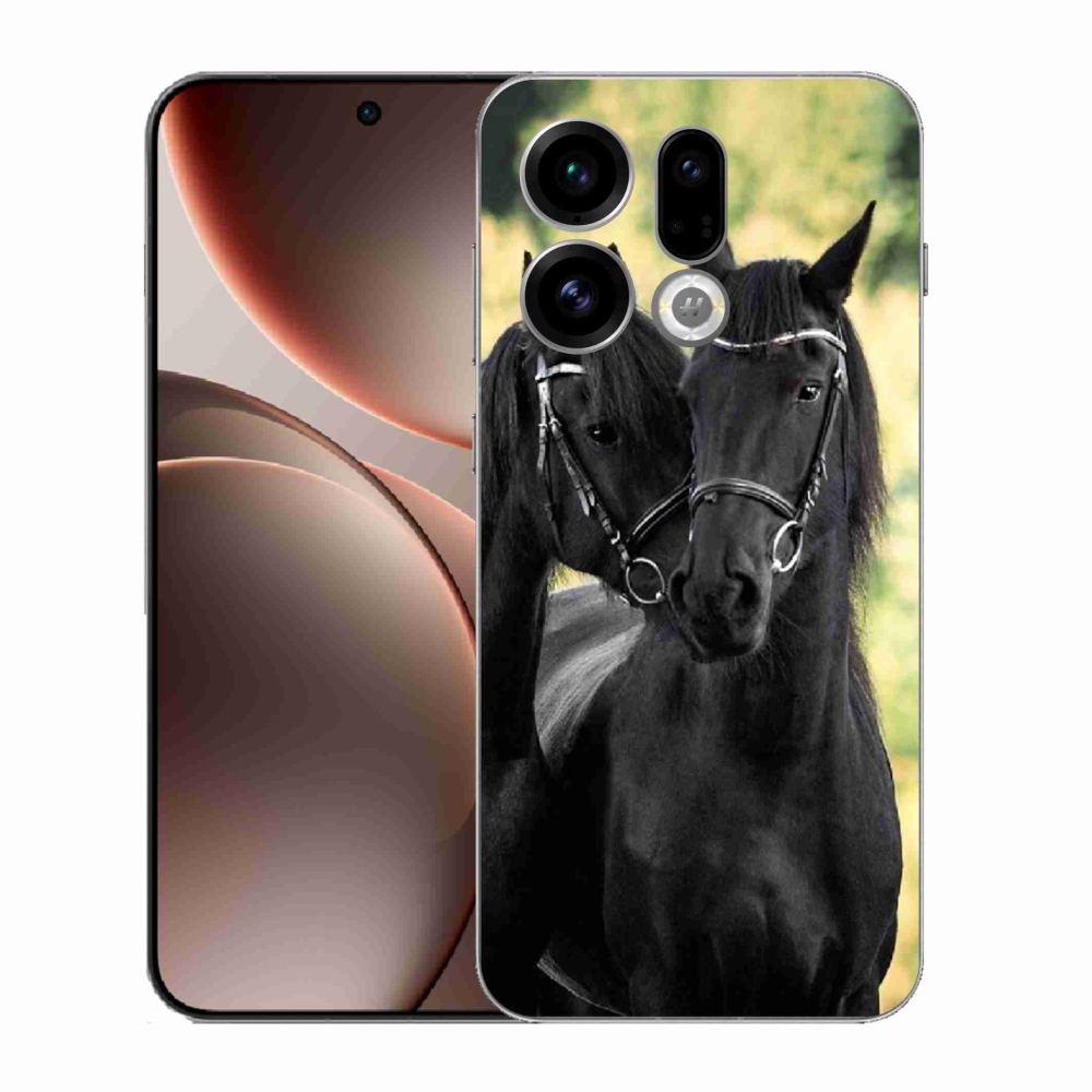 Gelový kryt mmCase na Oppo Find X9 - dva černí koně