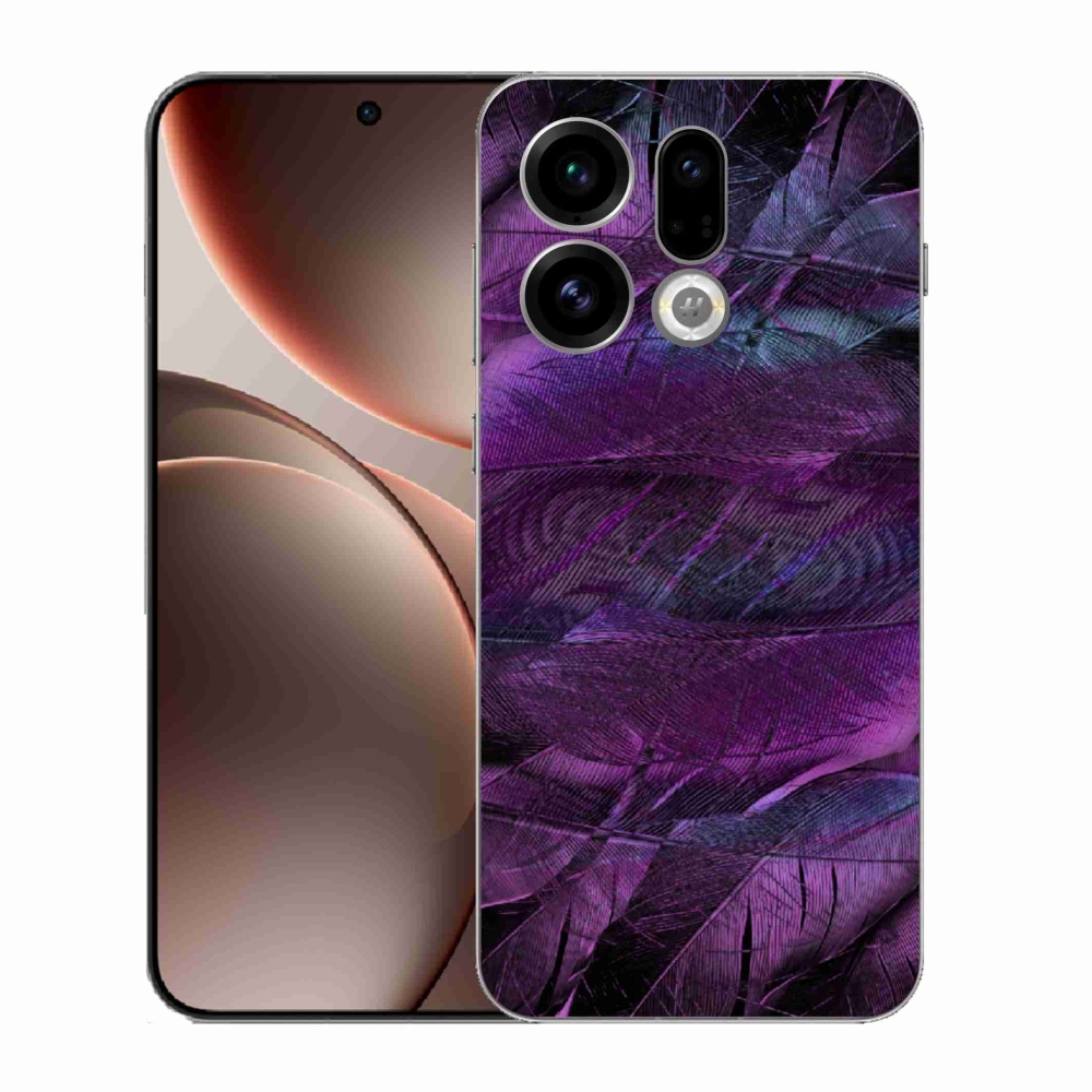 Gelový kryt mmCase na Oppo Find X9 - fialová pírka