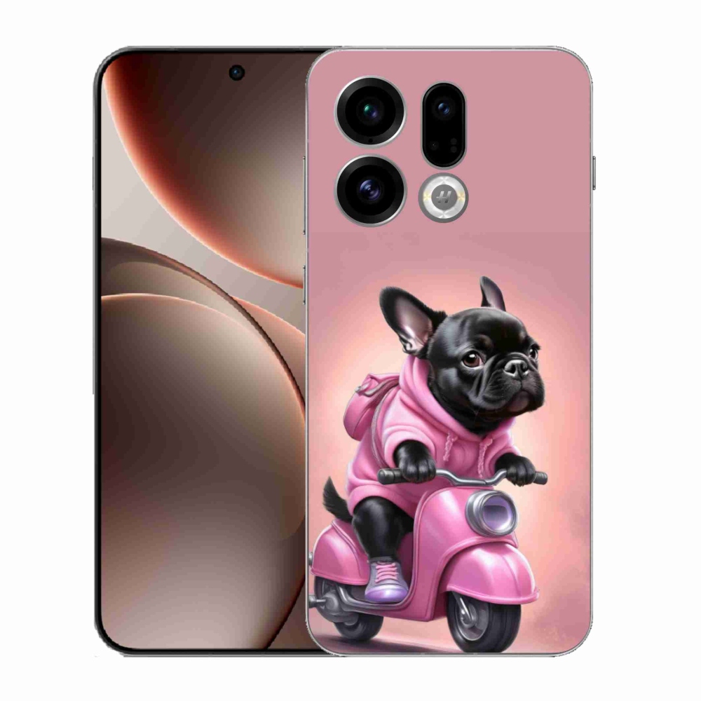 Gelový kryt mmCase na Oppo Find X9 - francouzský buldoček na skútru