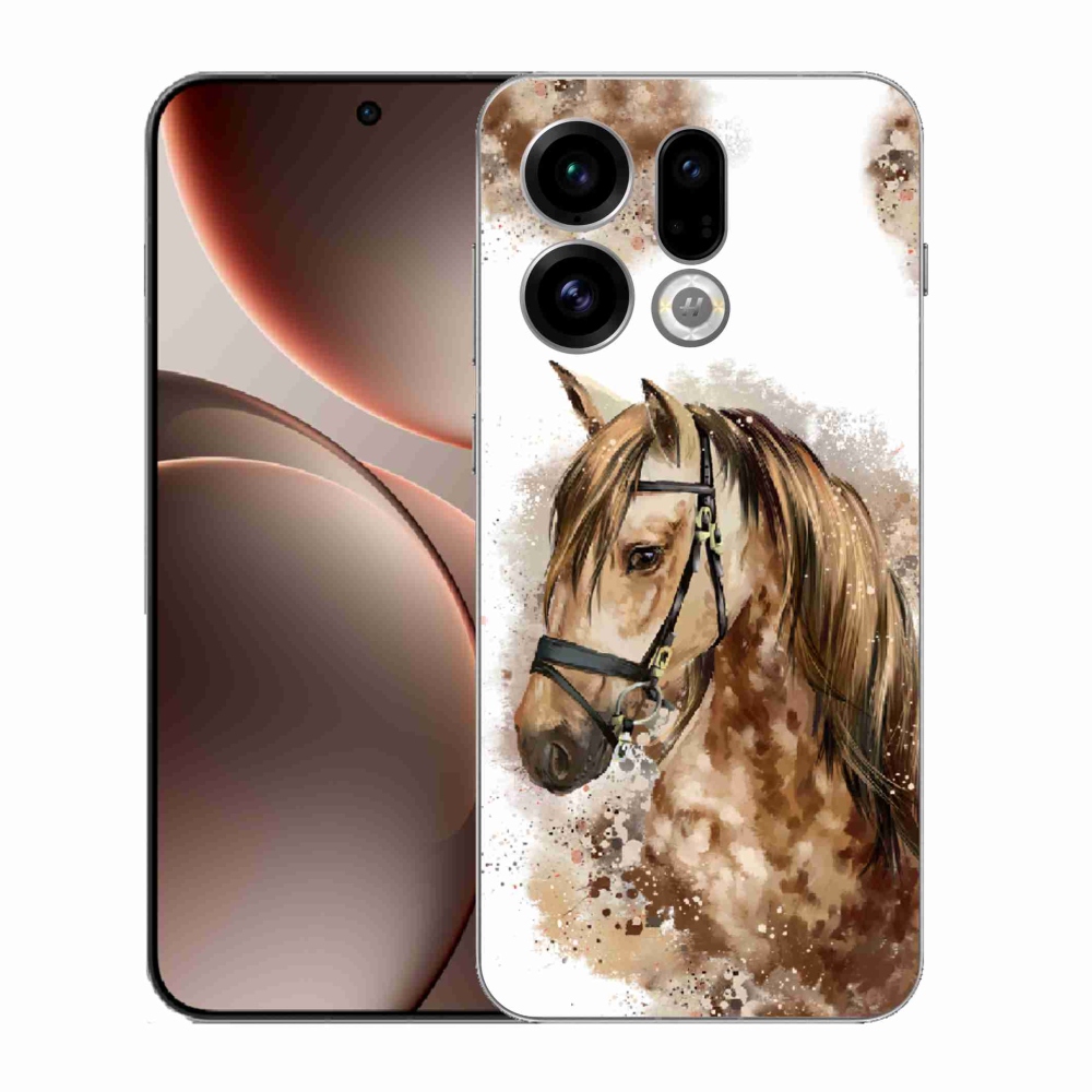 Gelový kryt mmCase na Oppo Find X9 - hnědý kreslený kůň