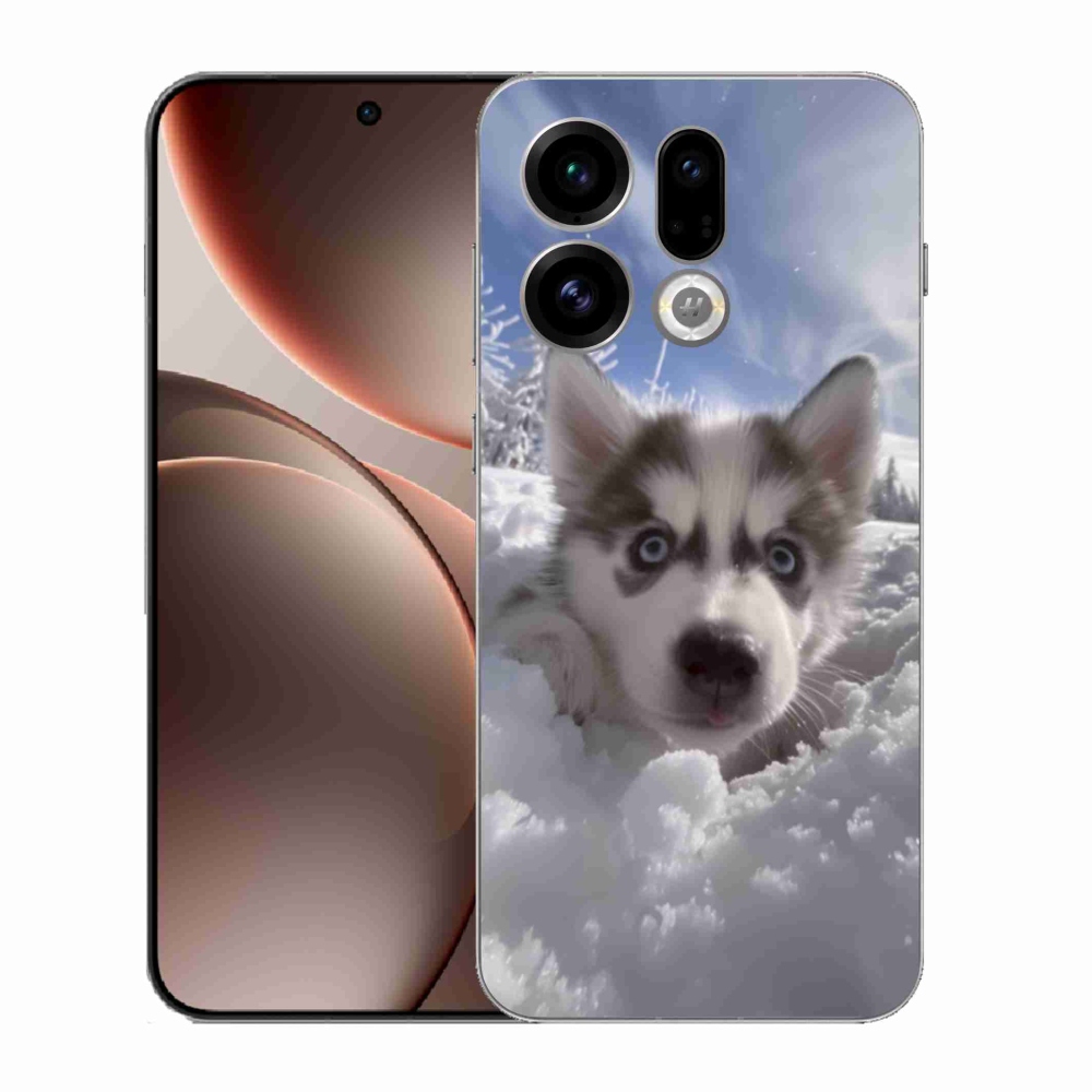 Gelový kryt mmCase na Oppo Find X9 - husky ve sněhu