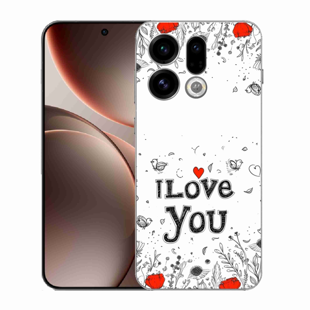 Gelový kryt mmCase na Oppo Find X9 - I love you bílé pozadí