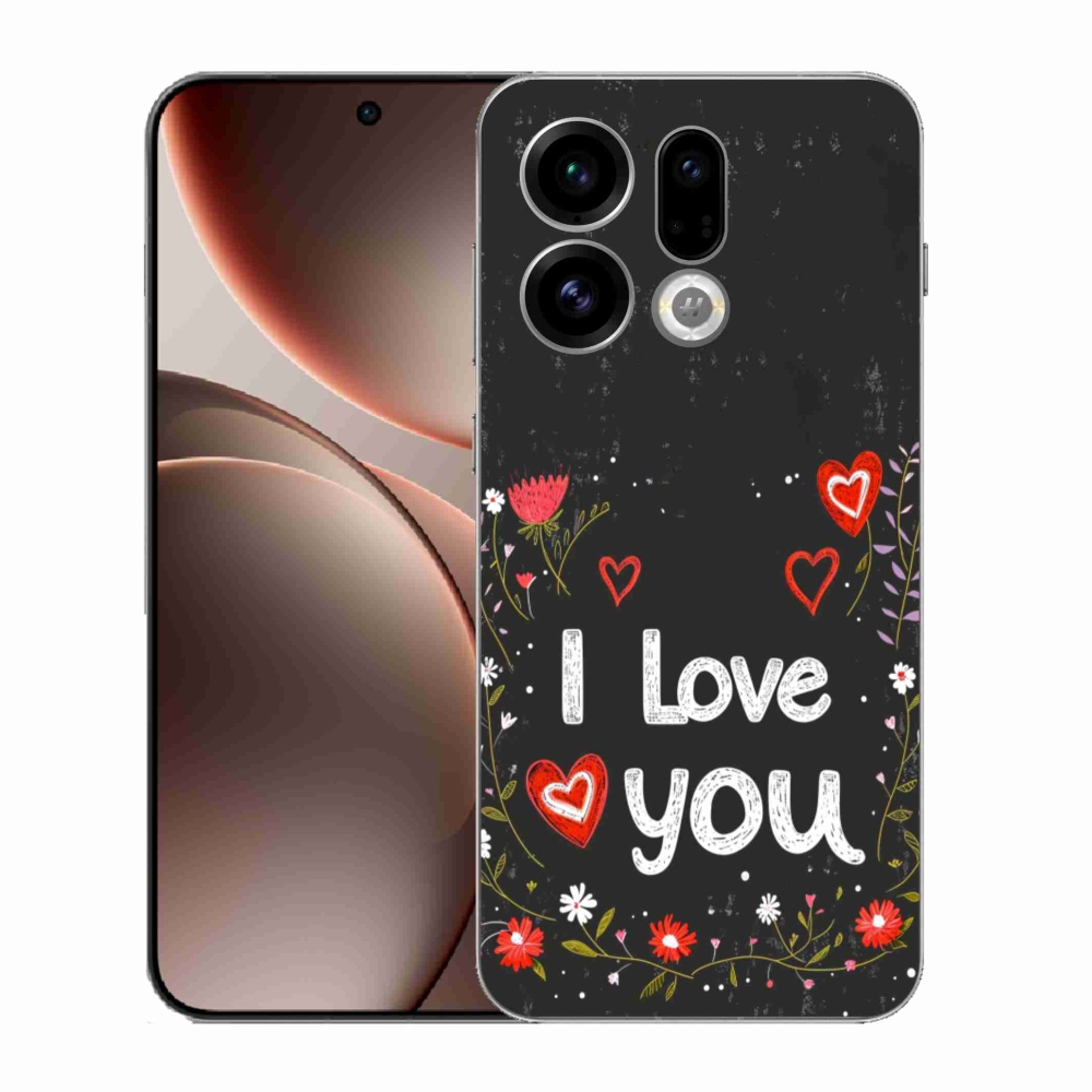 Gelový kryt mmCase na Oppo Find X9 - I love you černé pozadí