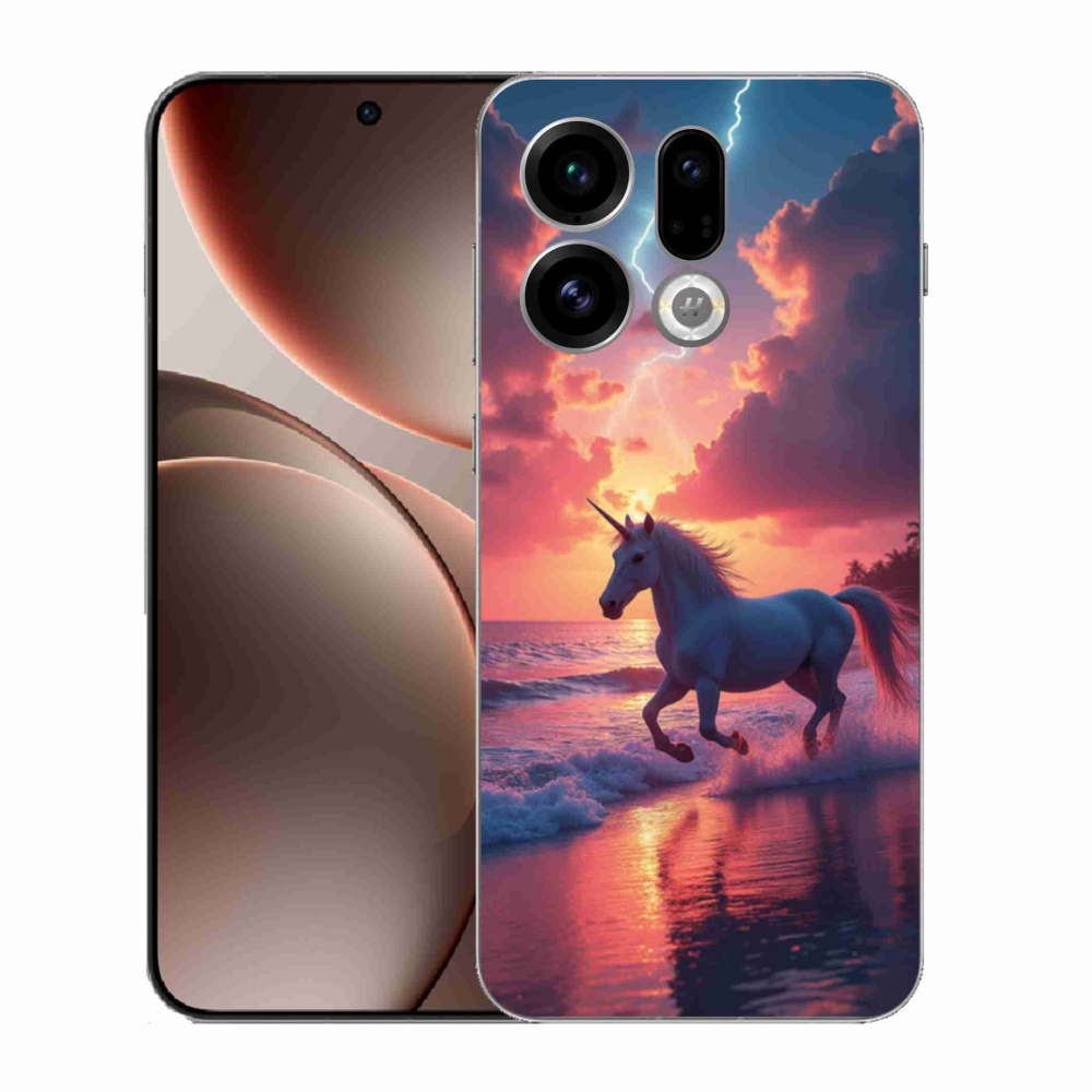 Gelový kryt mmCase na Oppo Find X9 - jednorožec na pláži