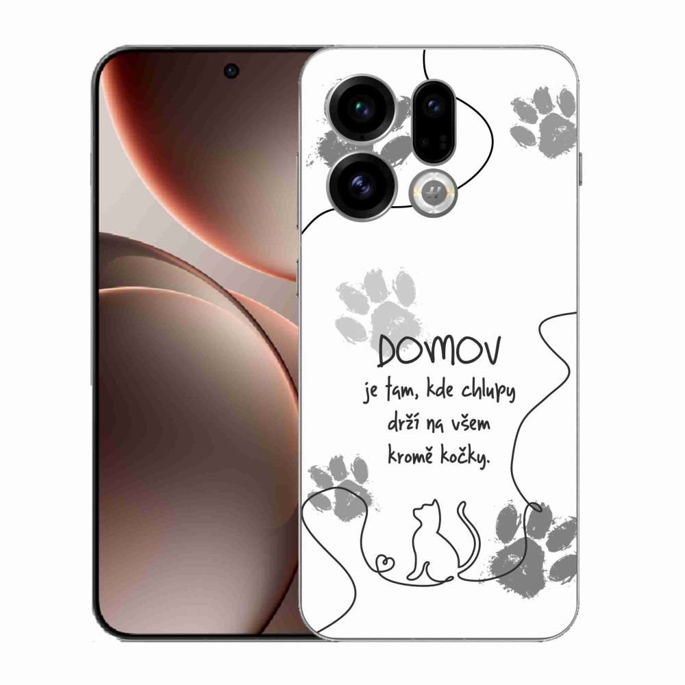 Gelový kryt mmCase na Oppo Find X9 - kočičí motiv bílé pozadí