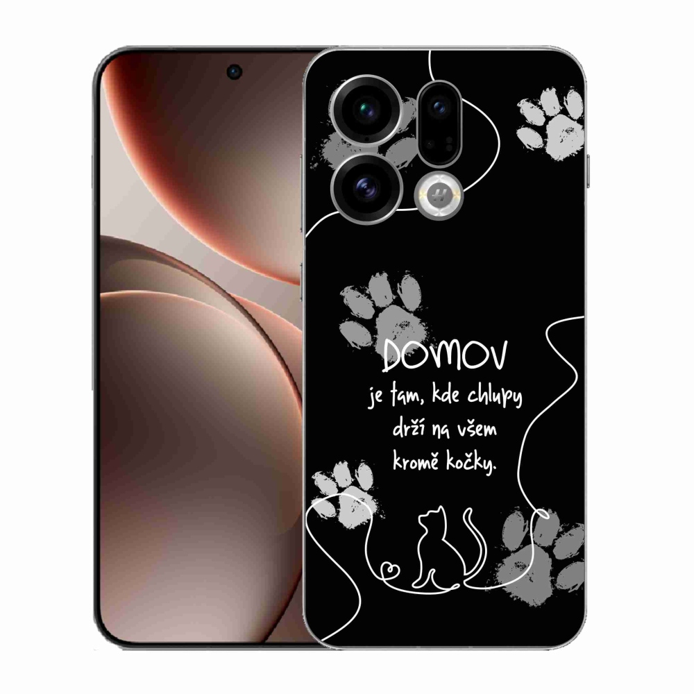 Gelový kryt mmCase na Oppo Find X9 - kočičí motiv černé pozadí