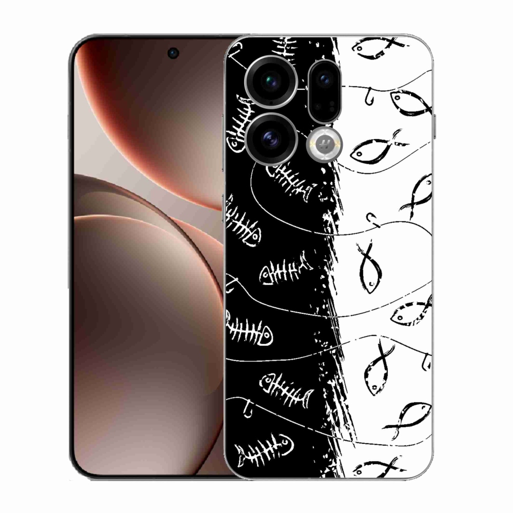 Gelový kryt mmCase na Oppo Find X9 - kostry a rybky