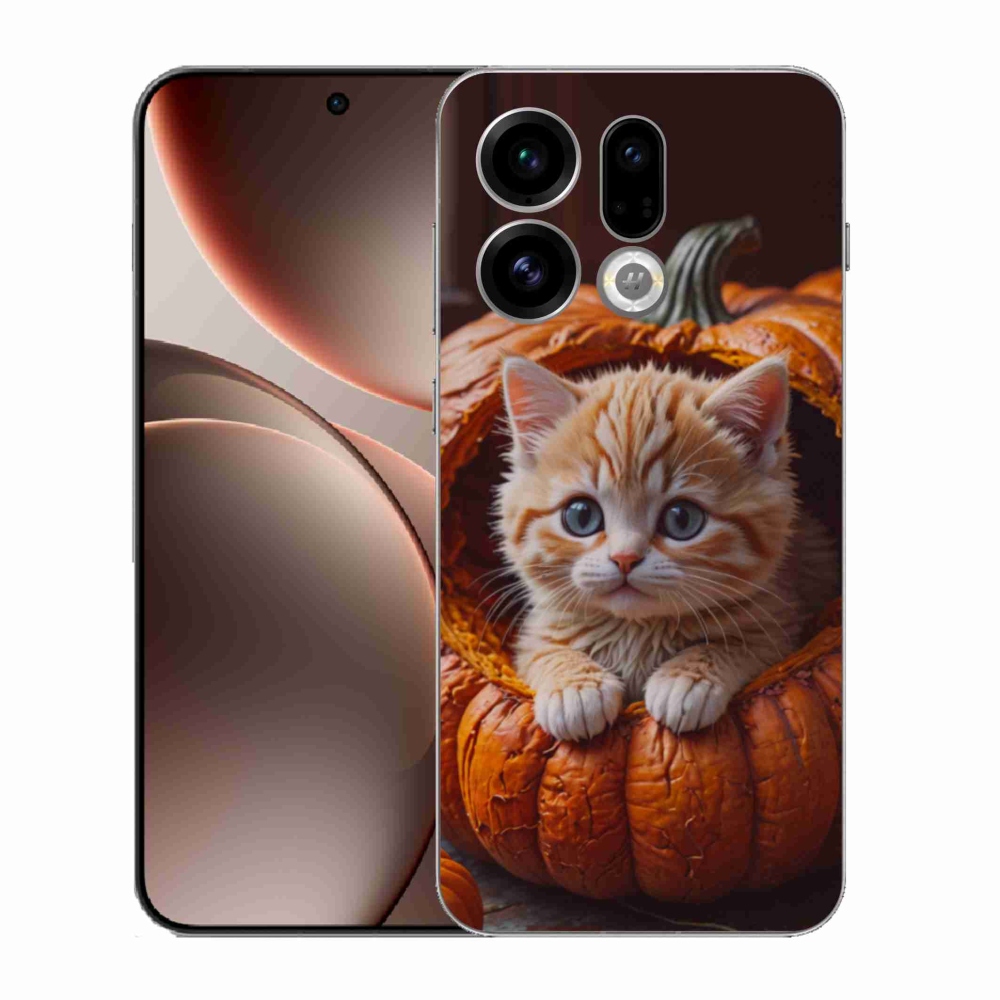 Gelový kryt mmCase na Oppo Find X9 - kotě a dýně 2