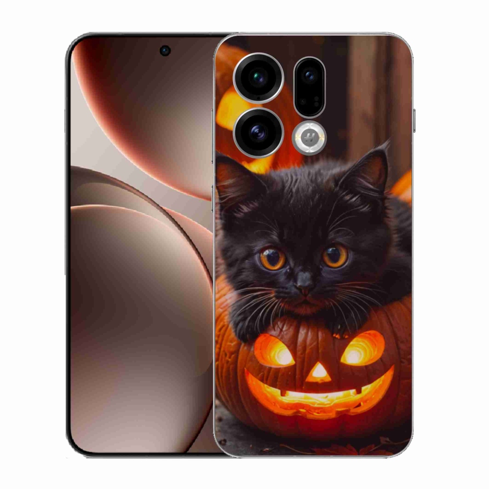 Gelový kryt mmCase na Oppo Find X9 - kotě a dýně