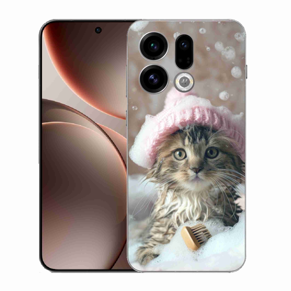 Gelový kryt mmCase na Oppo Find X9 - kotě a koupel