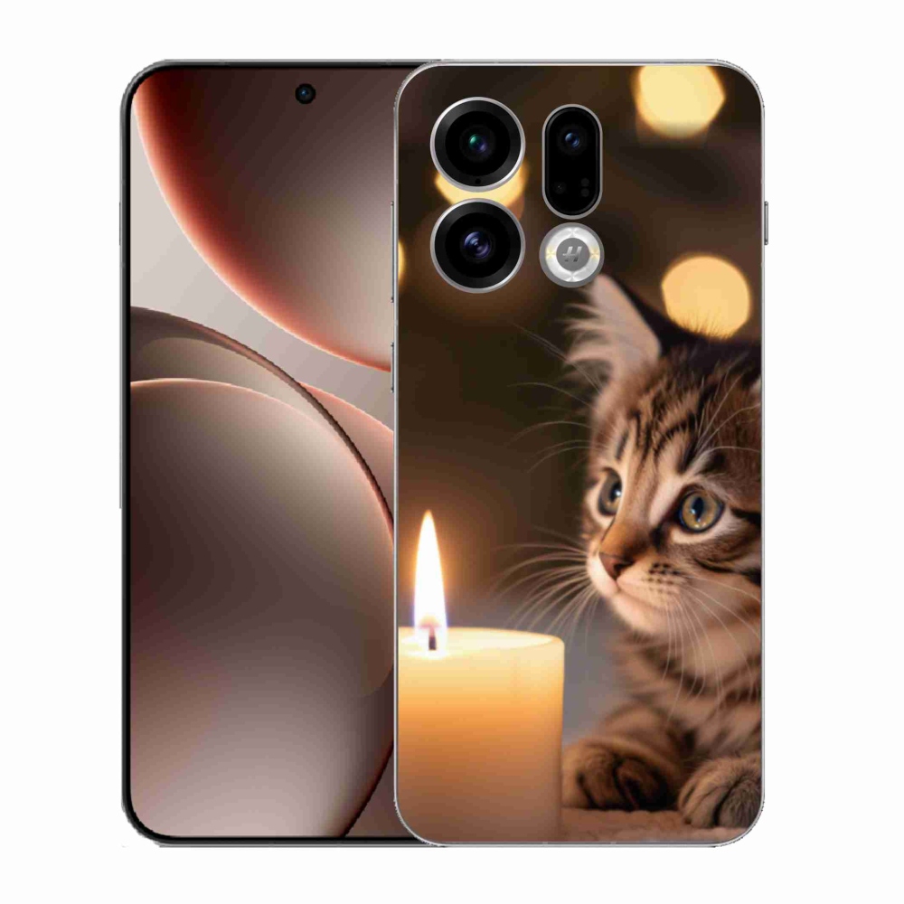 Gelový kryt mmCase na Oppo Find X9 - kotě a svíčka
