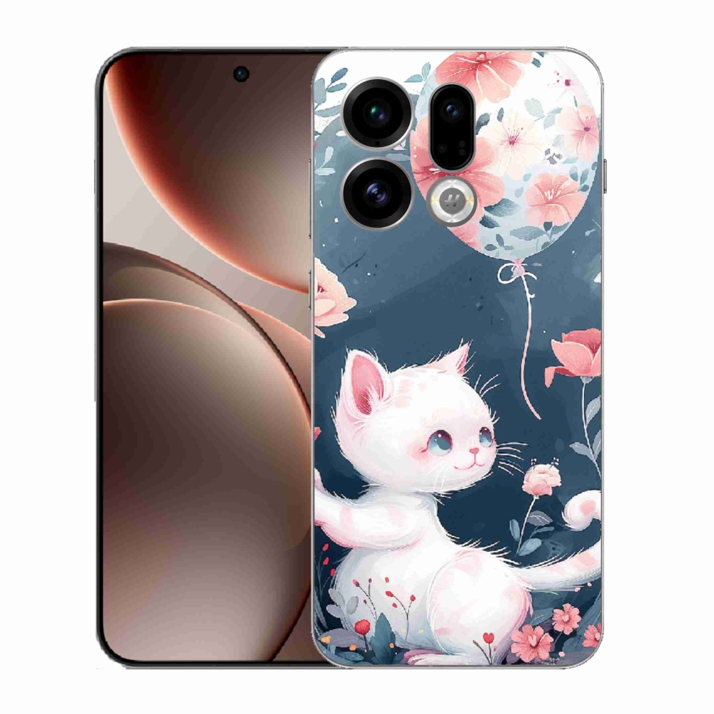 Gelový kryt mmCase na Oppo Find X9 - kotě s balónkem
