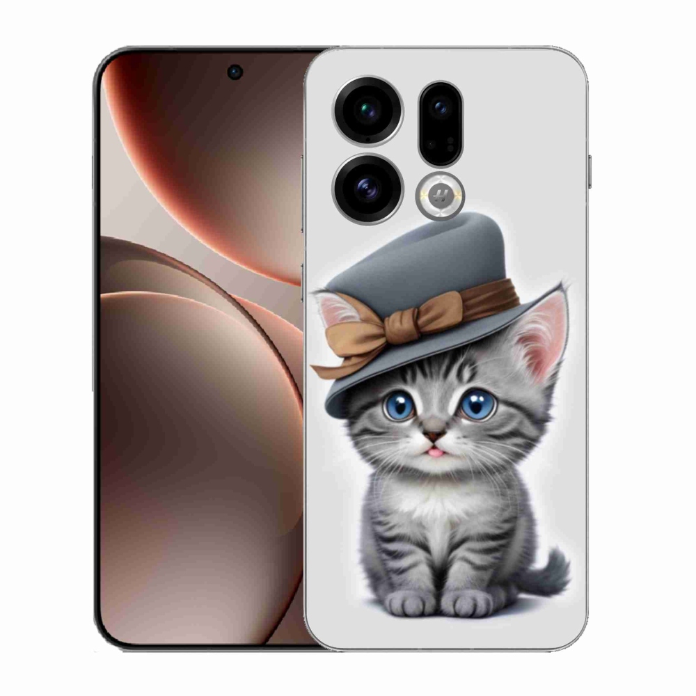 Gelový kryt mmCase na Oppo Find X9 - kotě s kloboukem