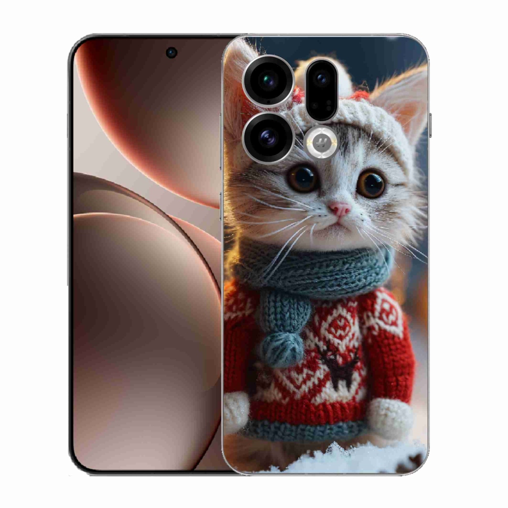 Gelový kryt mmCase na Oppo Find X9 - kotě ve svetru
