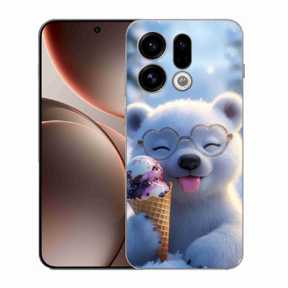 Gelový kryt mmCase na Oppo Find X9 - medvídek se zmrzlinou