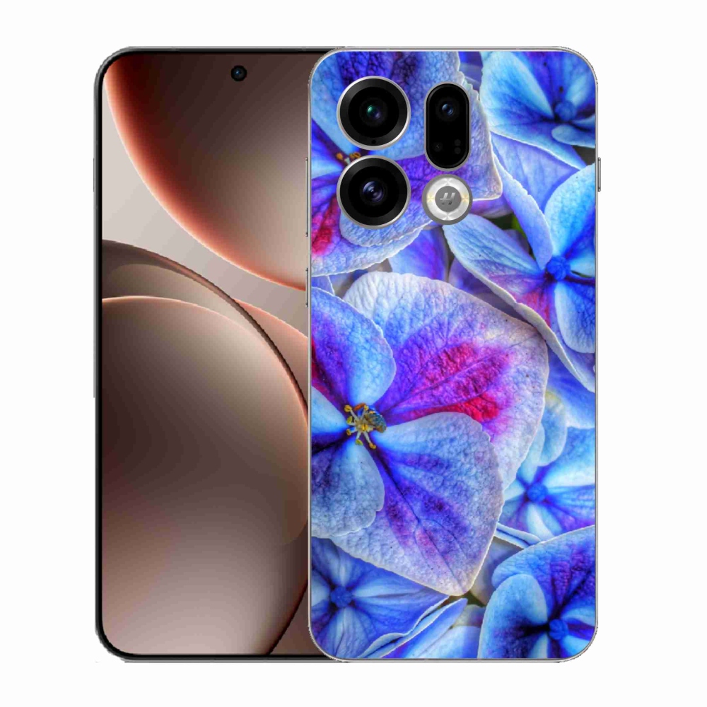 Gelový kryt mmCase na Oppo Find X9 - modré květy 1