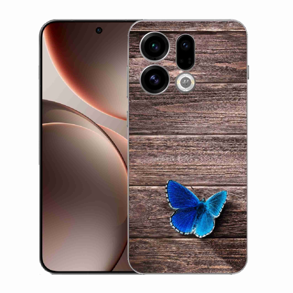 Gelový kryt mmCase na Oppo Find X9 - modrý motýl 1