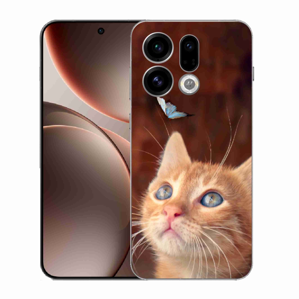 Gelový kryt mmCase na Oppo Find X9 - motýl a kotě
