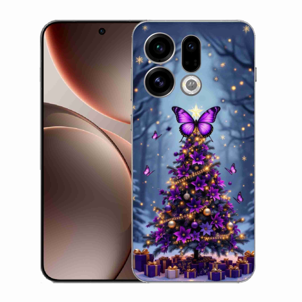 Gelový kryt mmCase na Oppo Find X9 - motýlí vánoční stromek