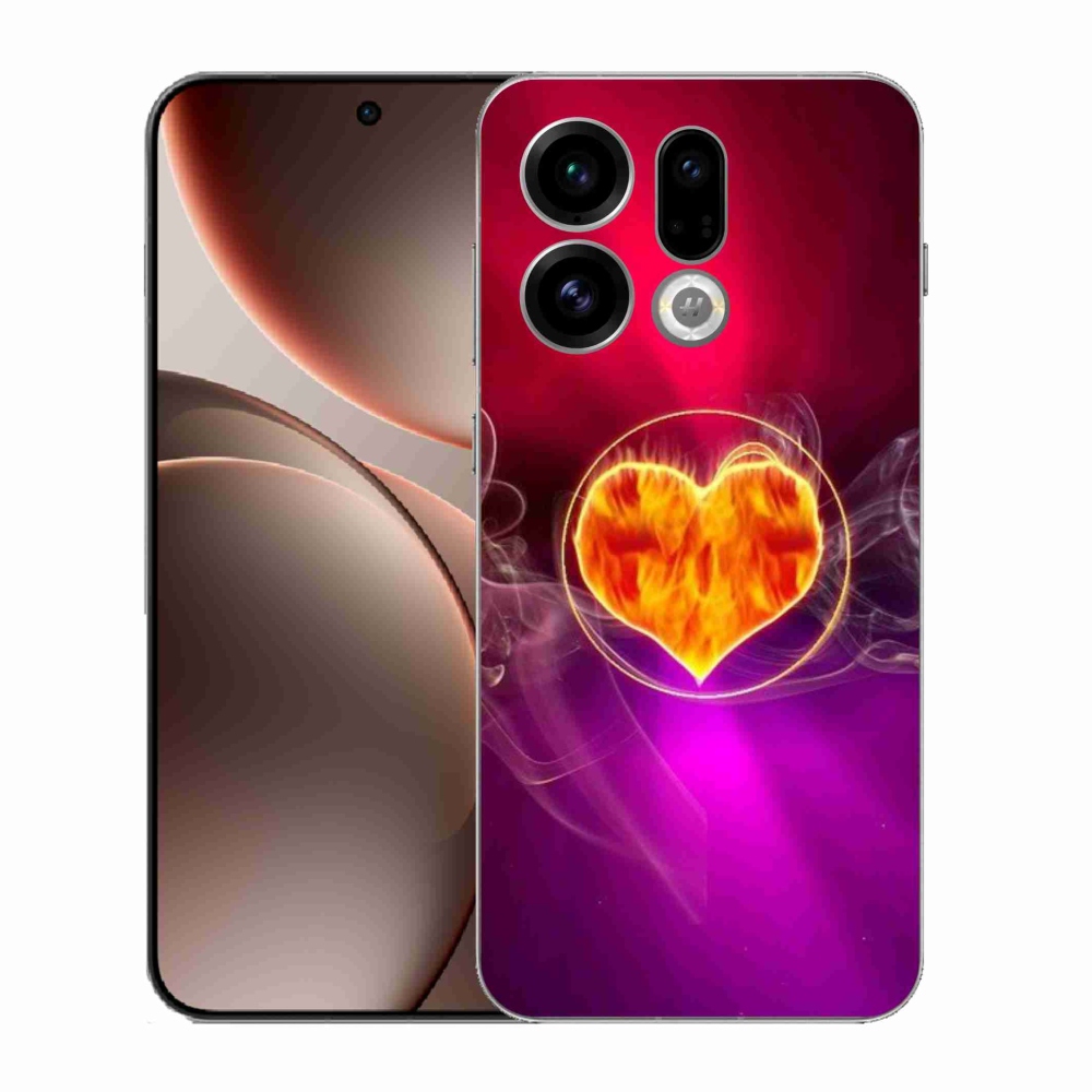 Gelový kryt mmCase na Oppo Find X9 - ohnivé srdce