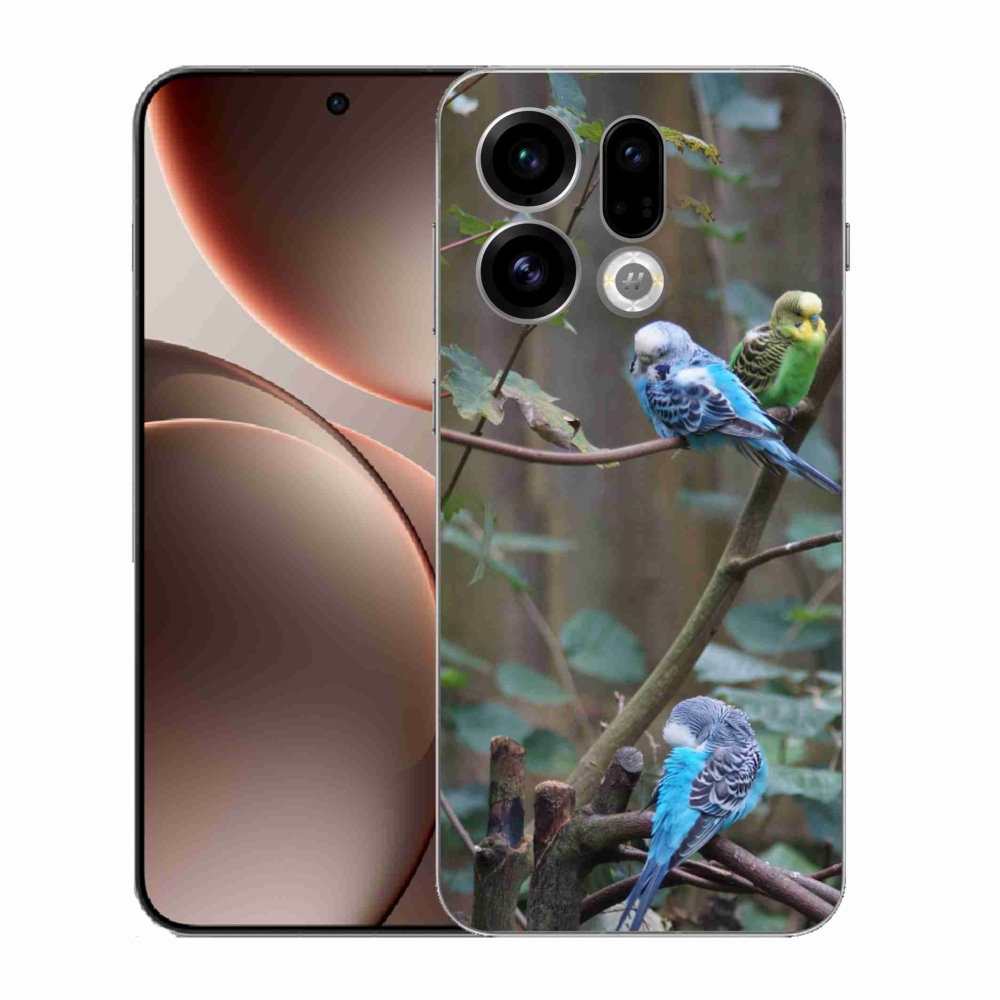 Gelový kryt mmCase na Oppo Find X9 - papoušci na větvi