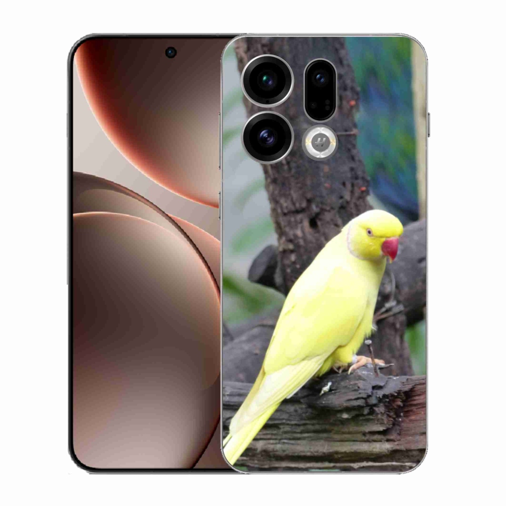 Gelový kryt mmCase na Oppo Find X9 - papoušek alexandr žlutý