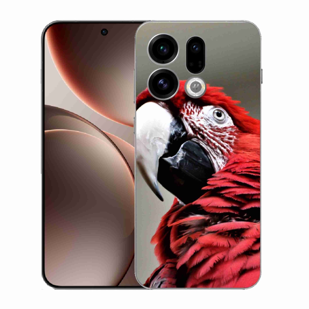 Gelový kryt mmCase na Oppo Find X9 - papoušek ara červený