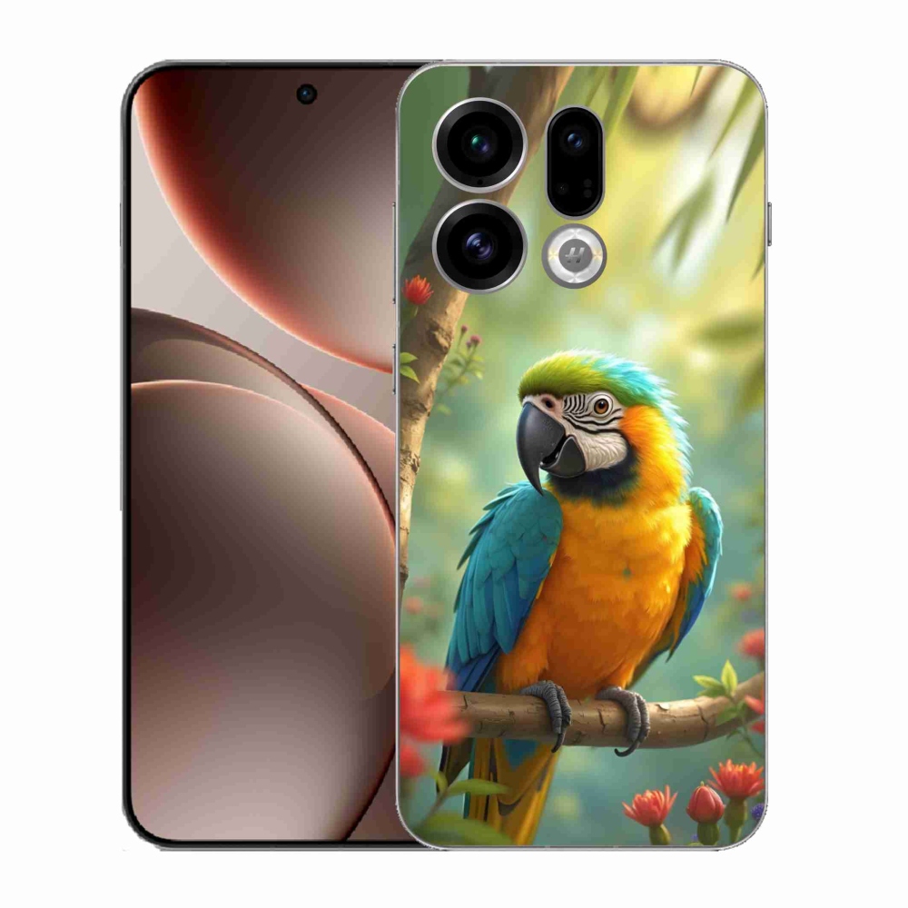 Gelový kryt mmCase na Oppo Find X9 - papoušek ara modrožlutá
