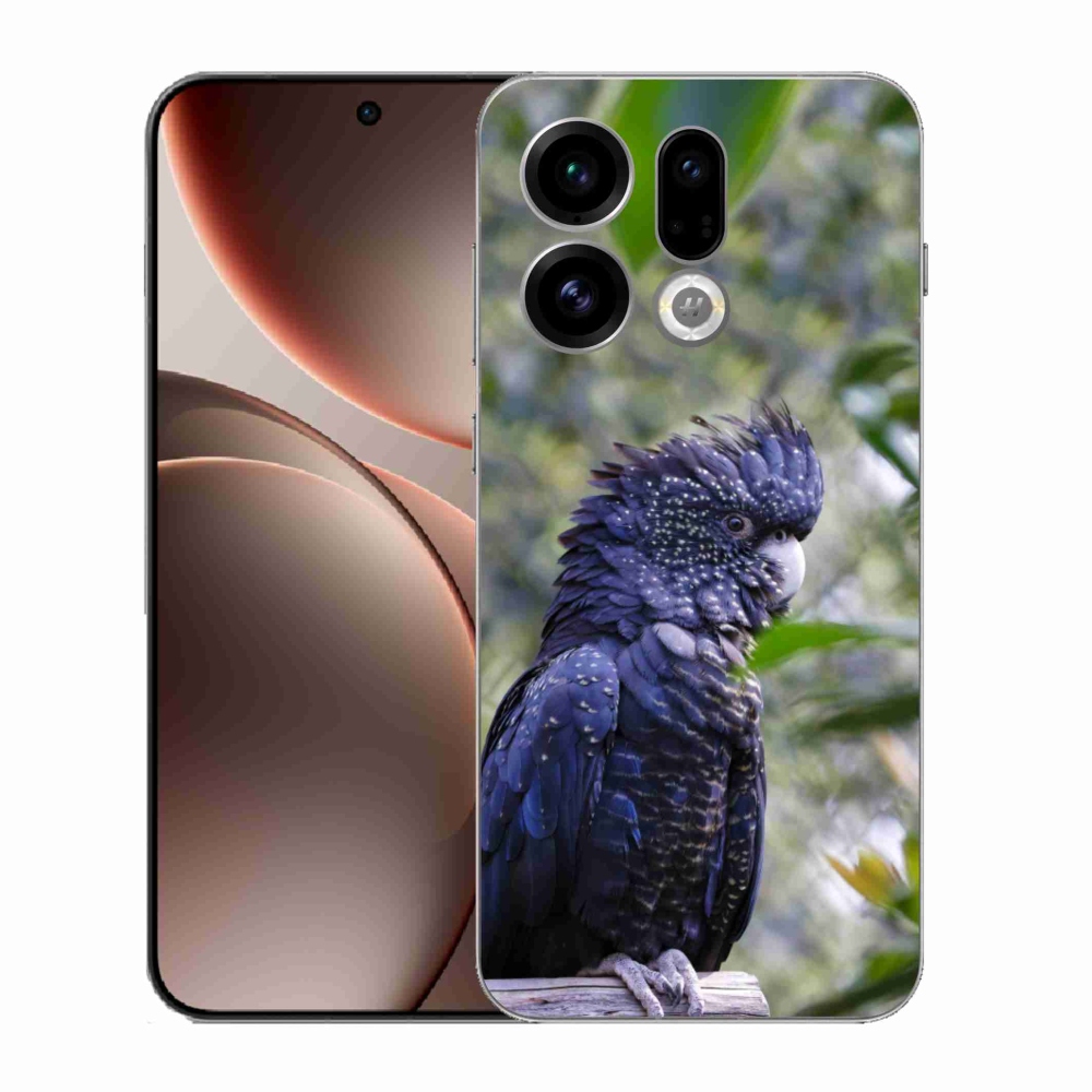 Gelový kryt mmCase na Oppo Find X9 - papoušek kakadu černý